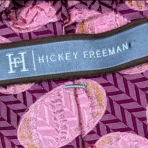 Hickey Freeman Pink Fuchsia Oval Chevron Silk Tie Necktie Preppy Whimsical Fun - Picture 6 of 6